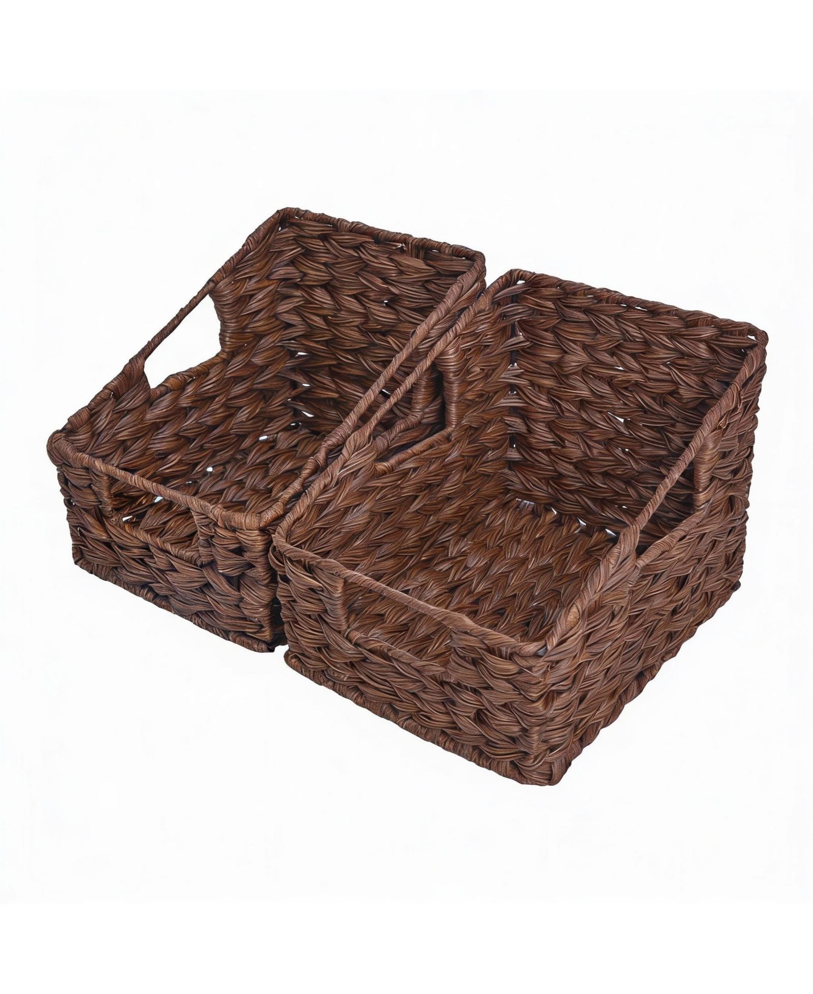 YIGII Handmade Trapezoid Wicker Baskets with Handles - 2-Pack