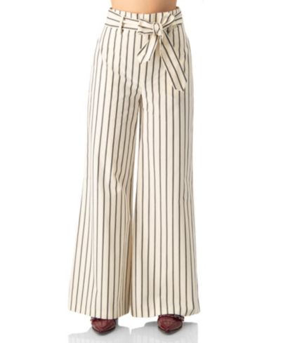 Ivonne Women's Striped Bow-Belted Wide-Leg Trousers