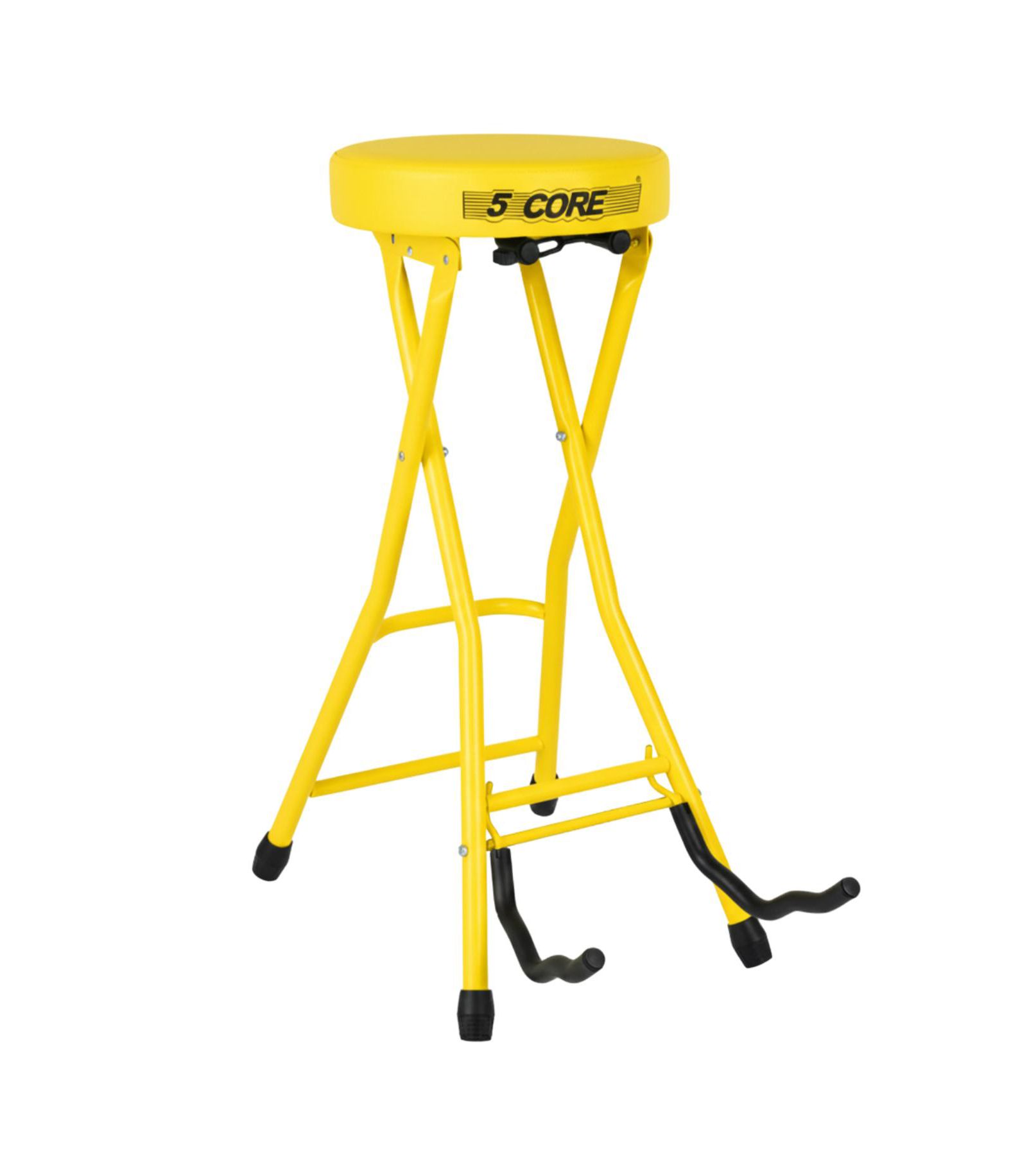 5 Core Guitar Stool 3.15" Padded Chair Foldable Heavy Duty Music Seat Built in Foot Rest Guitar Stand