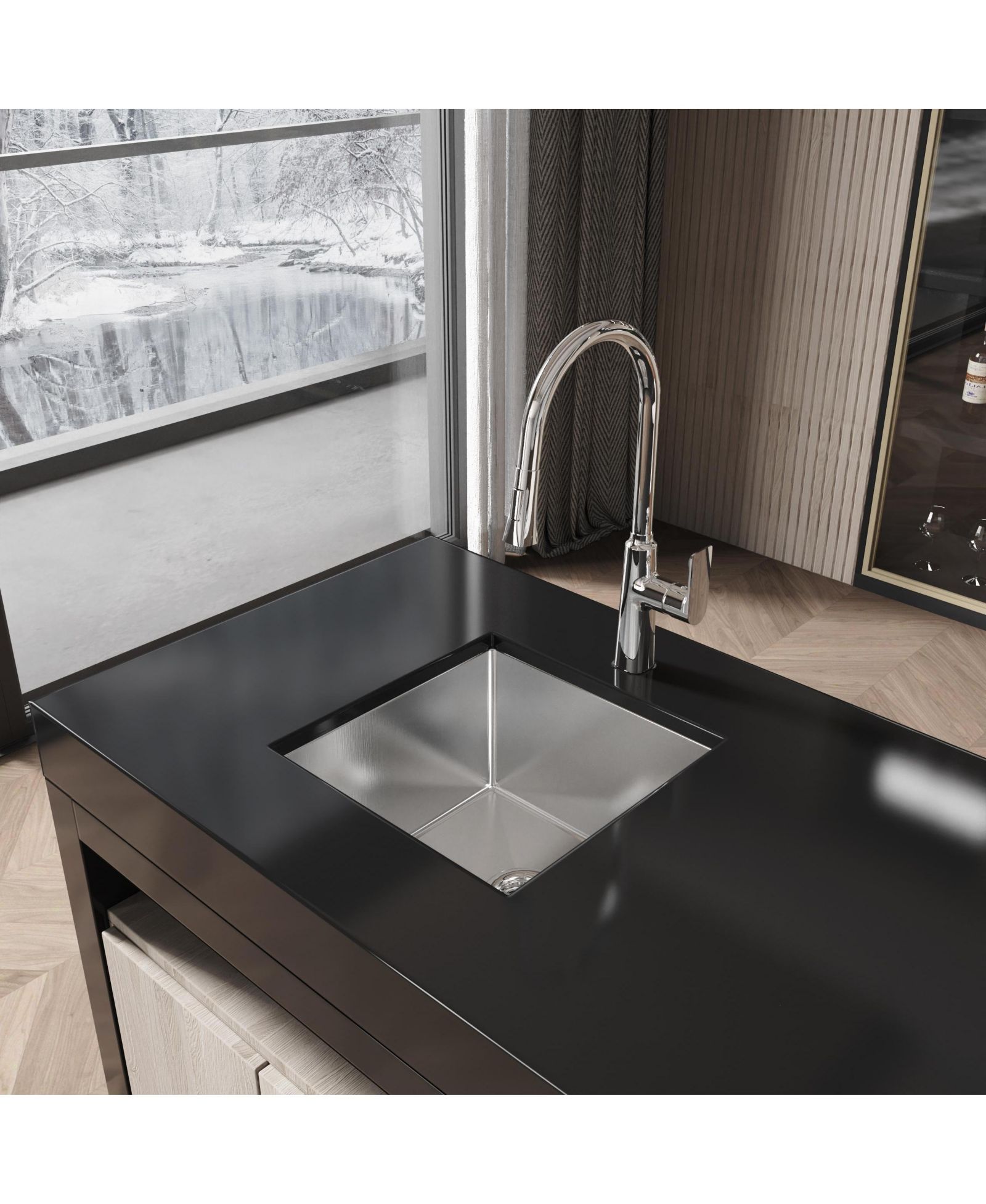flynama Brushed Nickel Stainless Steel Kitchen Sink Single Bowl Undermount Handmade