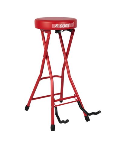 5 Core Guitar Stool 3.15" Padded Chair Foldable Heavy Duty Music Seat Built in Foot Rest Guitar Stand