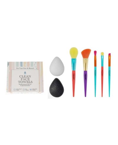 Набор для ухода за кожей и макияжа PURSONIC Flawless Skin & Makeup Prep Kit – Brush Set, XL Clean Face Towels & Konjac Sponge