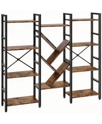 YIGII 70x70" Triple Wide Multifunctional Bookshelf - Modern Tree Design.