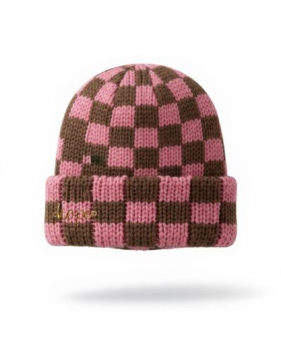 Женская вязаная шапка Headbands of Hope Two-Tone Checkerboard, розовая и коричневая