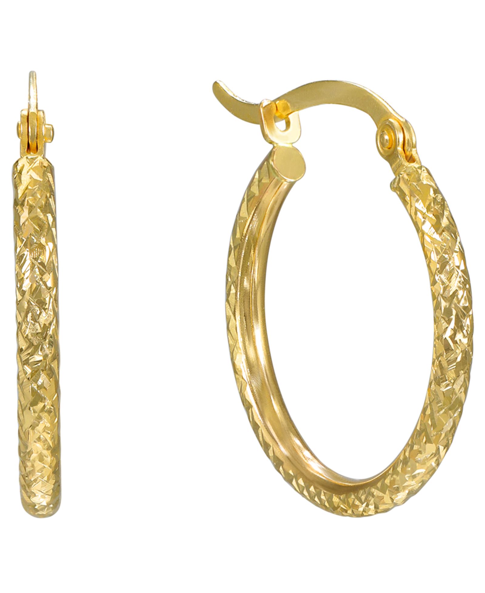 Серьги-кольца Macy's с алмазной огранкой 2x20mm, 10k Yellow Gold