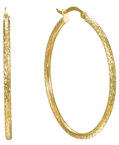 Серьги-кольца Macy's Diamond Cut в 10k Yellow Gold, 2x40mm