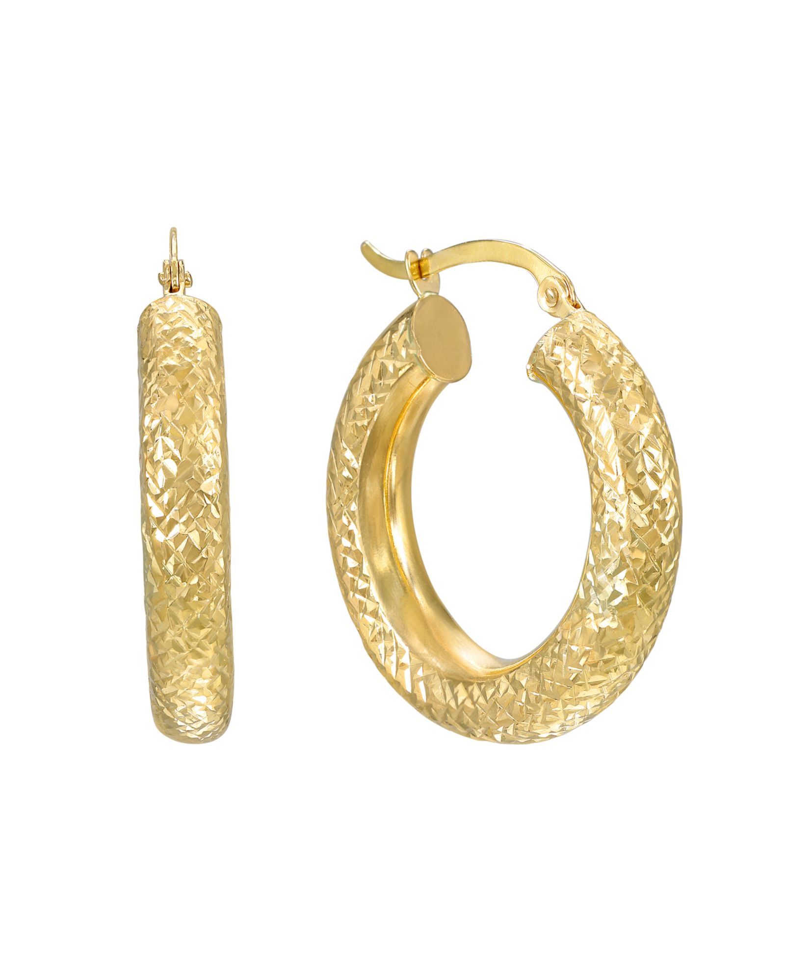Серьги-кольца Macy's Diamond Cut в 10k Yellow Gold 5x25mm