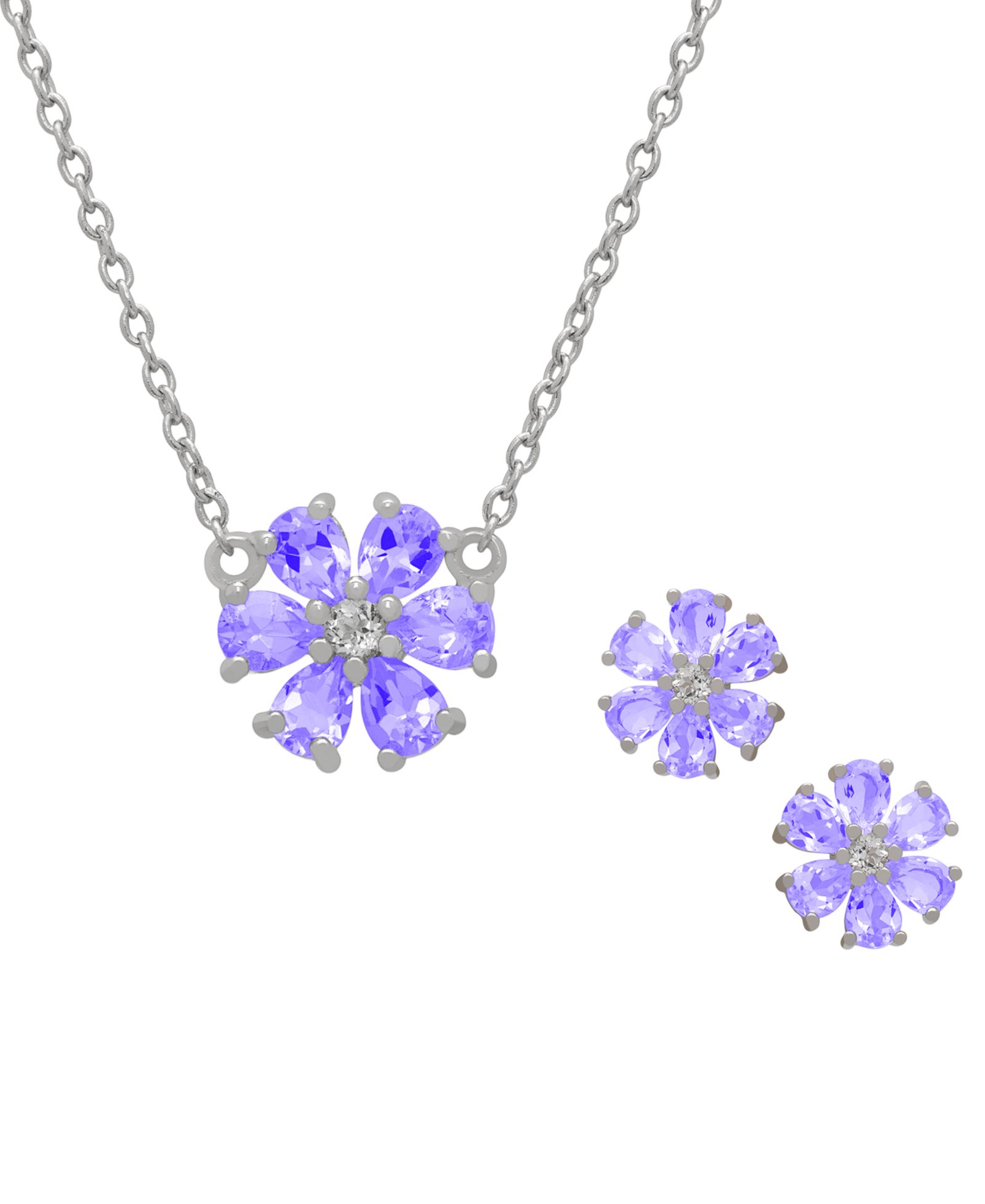 Macy's 2-Piece Garnet (3.93 ct. t.w.) Flower Earring and Necklace Set (Also Available in Amethyst)