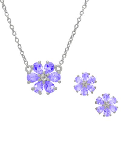 Macy's 2-Piece Garnet (3.93 ct. t.w.) Flower Earring and Necklace Set (Also Available in Amethyst)