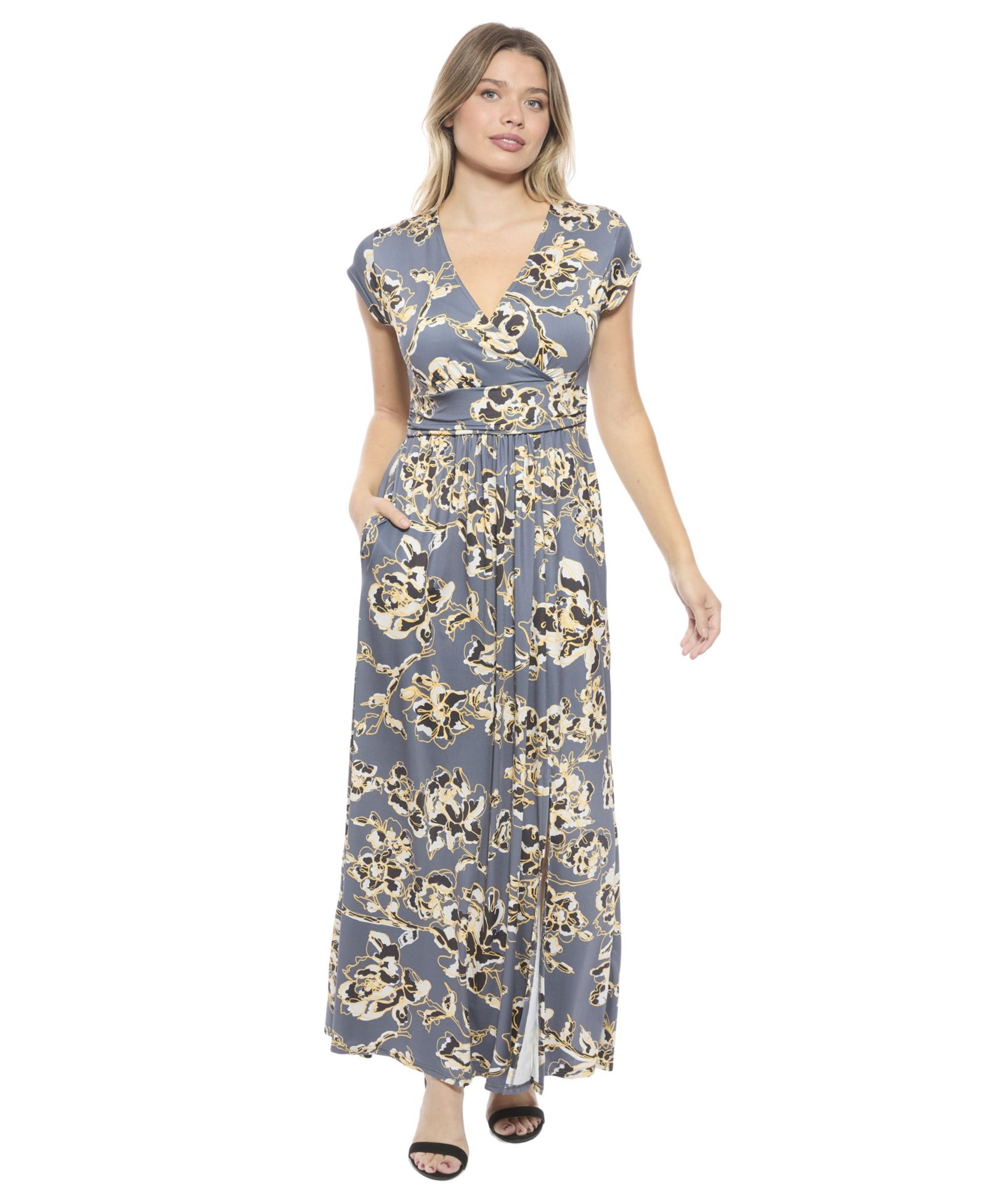 Женское платье 24seven Comfort Apparel Floral V-Neck Maxi