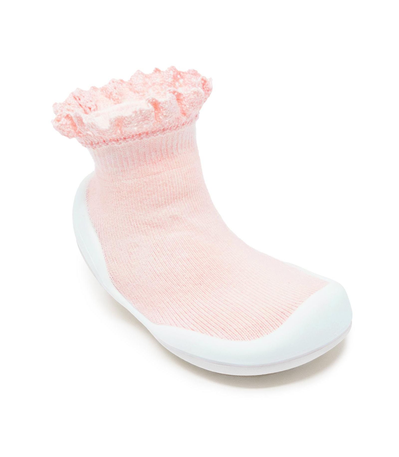 Komuello Toddler First Walk Sock Shoes Lace Trim