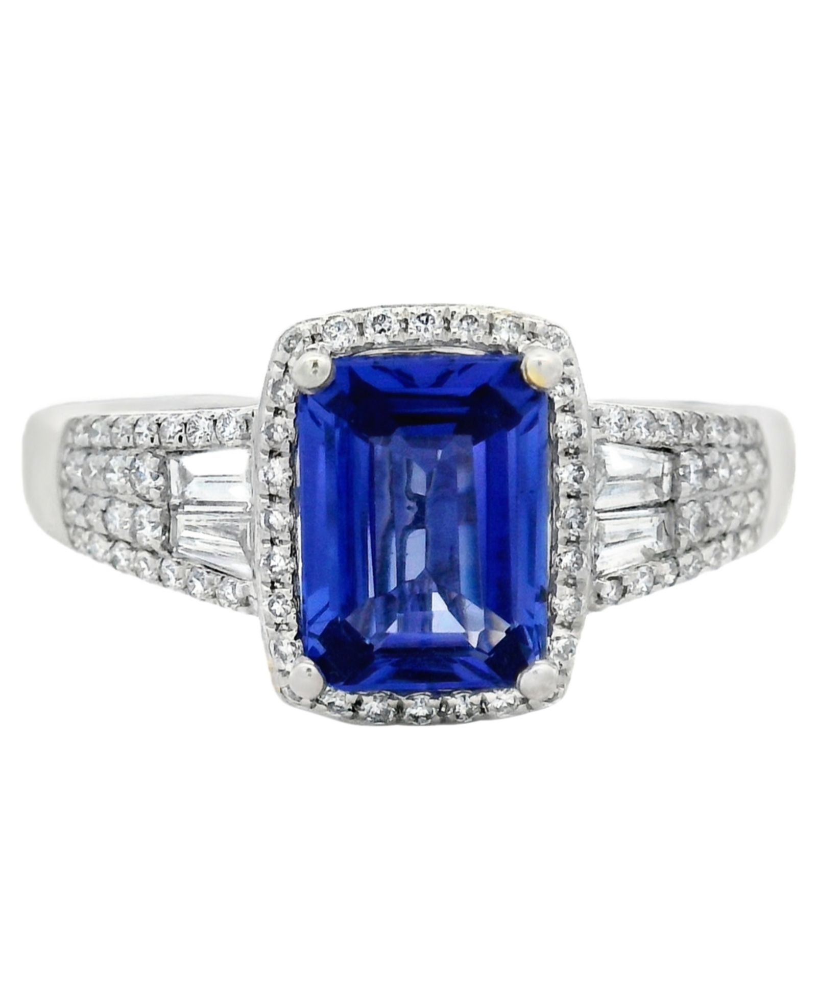 Macy's кольцо с танзанитом и бриллиантом 14k White Gold