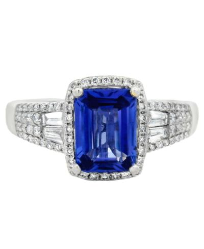 Macy's кольцо с танзанитом и бриллиантом 14k White Gold