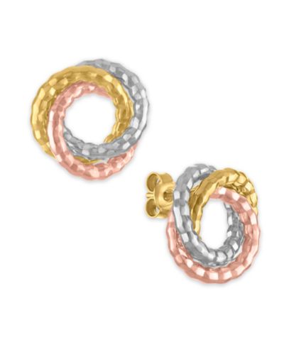 Серьги-гвоздики с аметистом и бриллиантом в 14k золоте