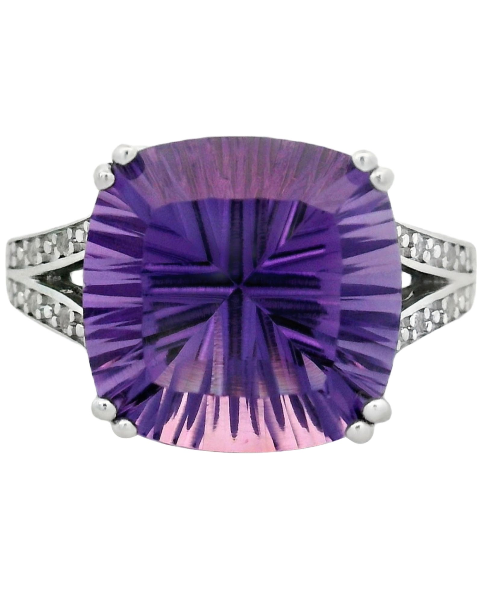 Macy's Amethyst (6.50 ct. t.w.) & White Topaz (0.08 ct. t.w.) Ring in Sterling Silver