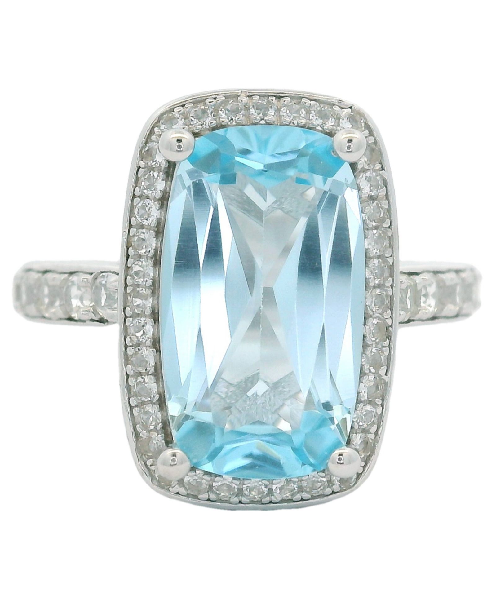 Кольцо Macy's Sky Blue Topaz (5.75 ct. t.w.) & White Topaz (0.60 ct. t.w.) in Sterling Silver