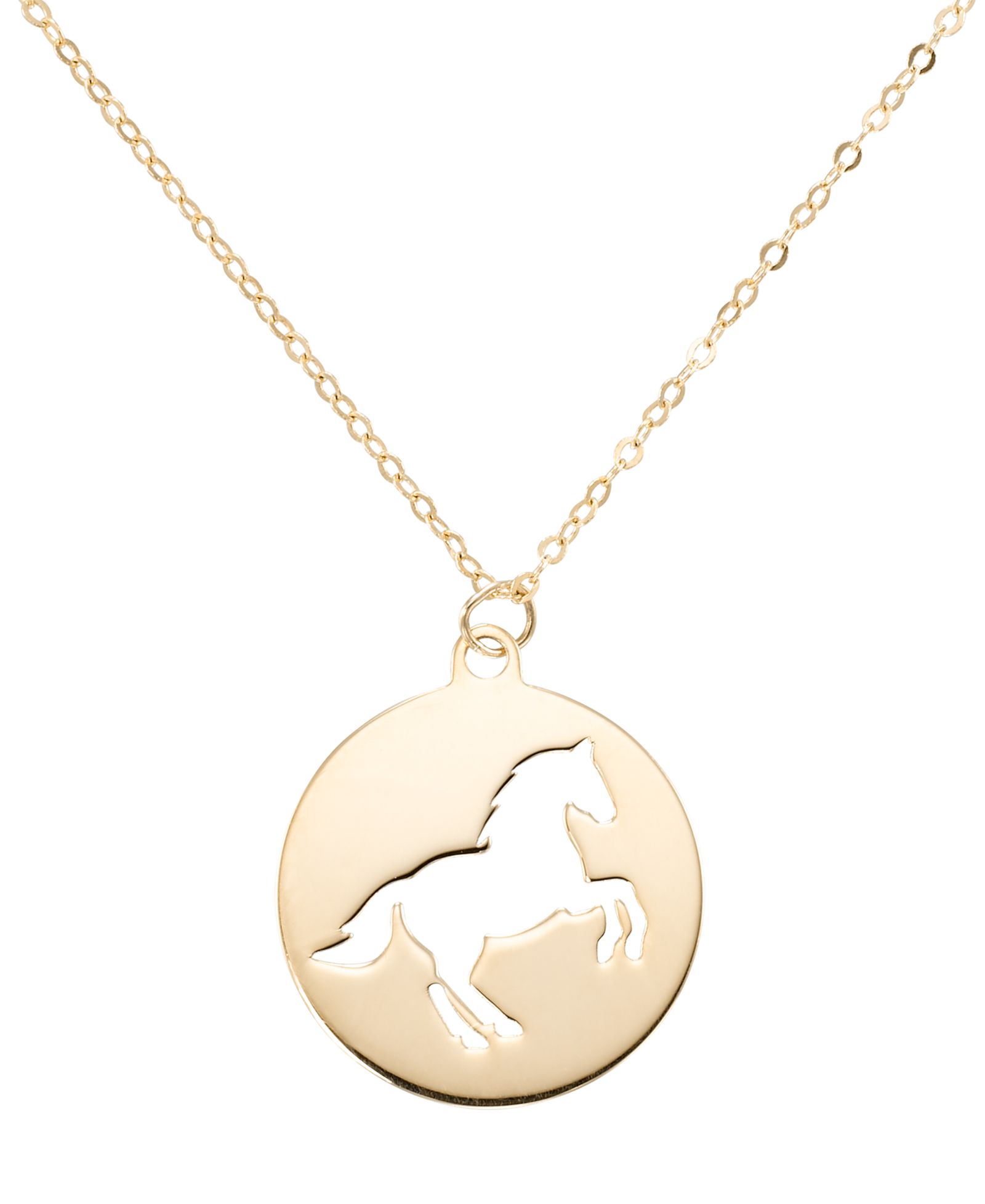 Macy's Open Work Horse on Disc Pendant Necklace in 10k Yellow Gold