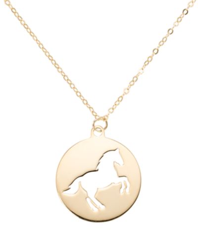 Macy's Open Work Horse on Disc Pendant Necklace in 10k Yellow Gold