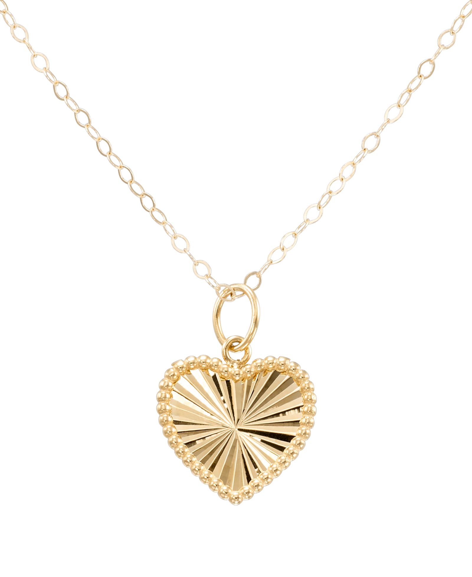 Macy's Textured Heart Pendant Necklace in 10k Yellow Gold