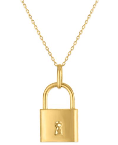 Macy's Padlock Pendant Necklace in 10k Gold