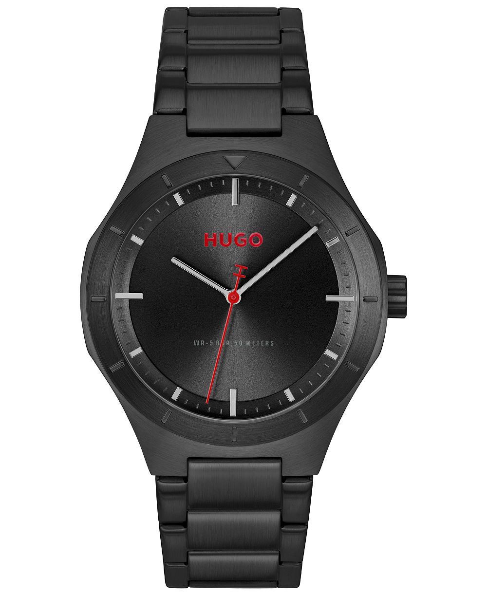 Hugo Boss Men's часы Lit из черной стали с ионным напылением 42mm
