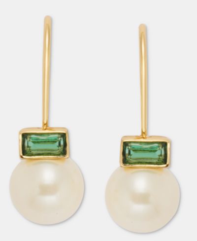 Lauren Ralph Lauren Baguette Stone & Imitation Pearl Drop Earrings