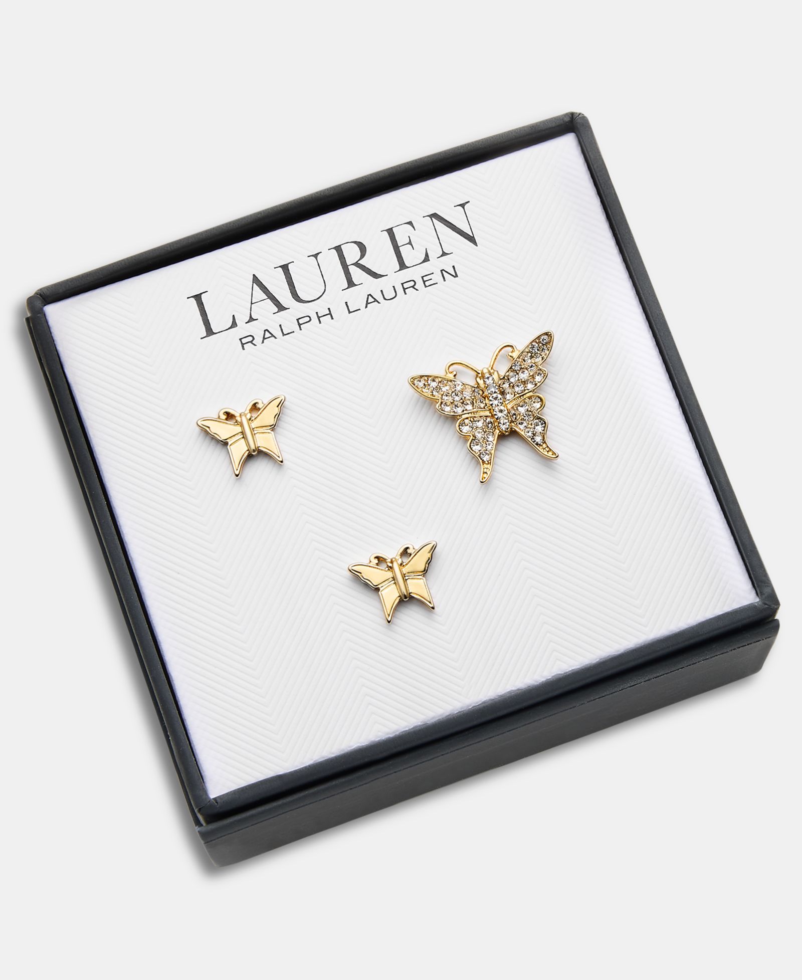 Набор брошей Lauren Ralph Lauren Gold-Tone Crystal Butterfly, 3 шт