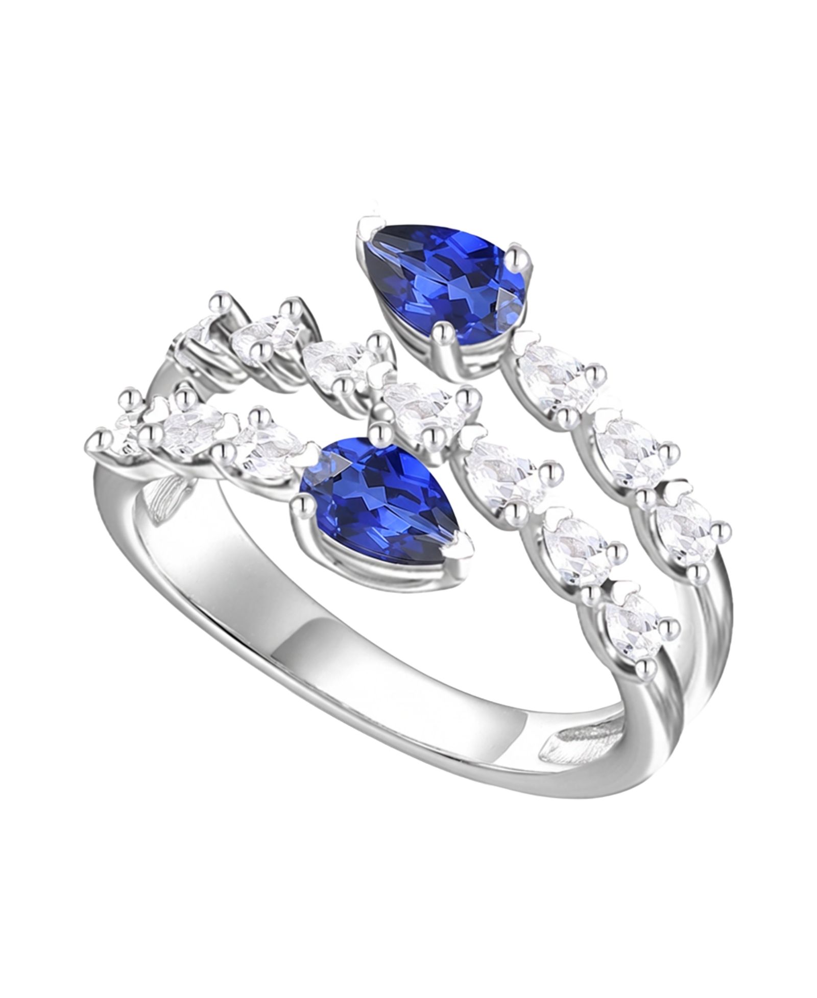 Кольцо Macy's Blue Topaz & Lab-Grown White Sapphire Sterling Silver