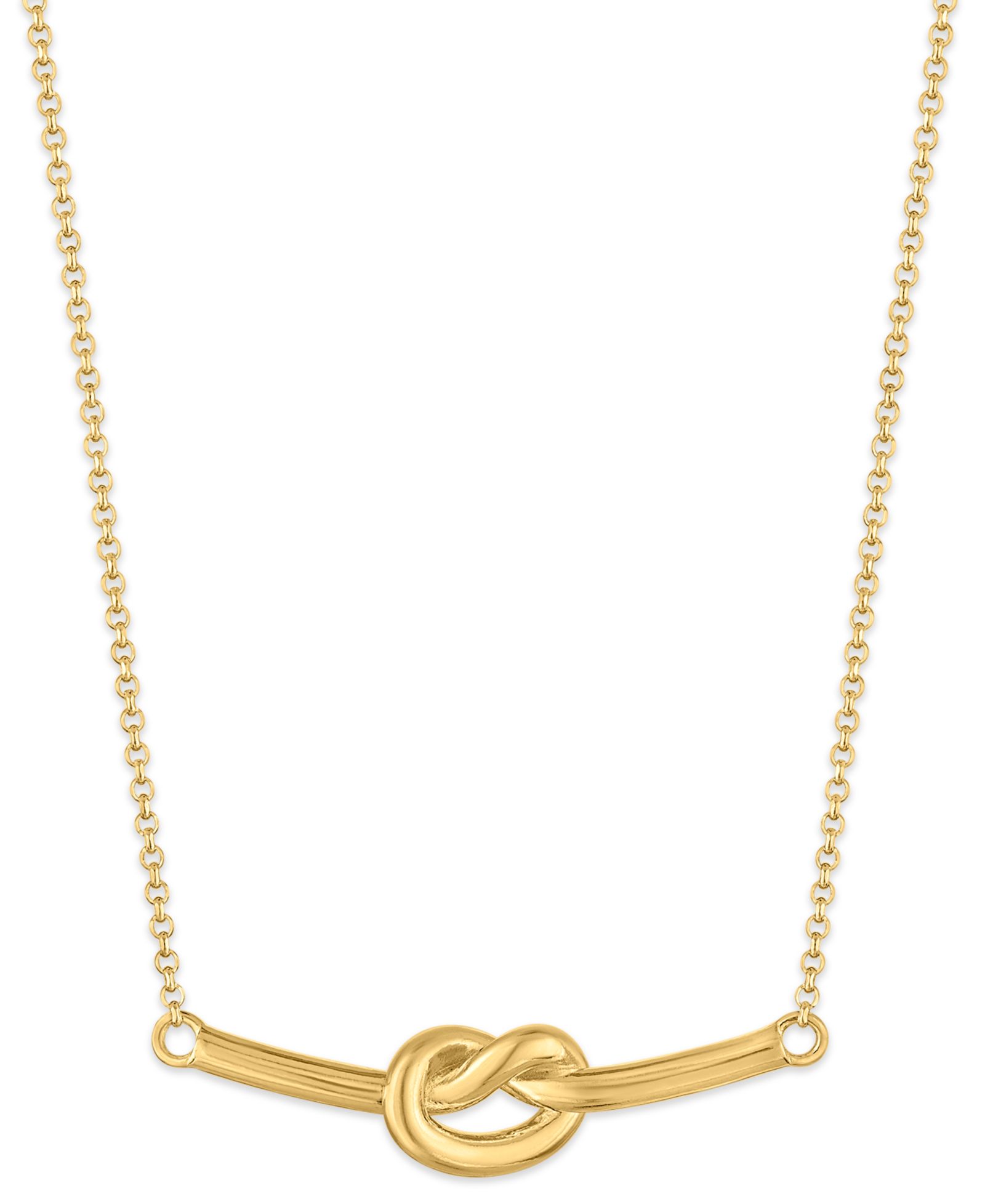 Macy's Polished Love Knot Bar Necklace в 14k Gold Over Sterling Silver