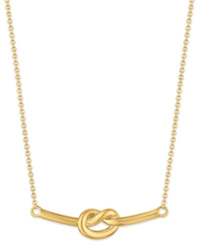 Macy's Polished Love Knot Bar Necklace в 14k Gold Over Sterling Silver