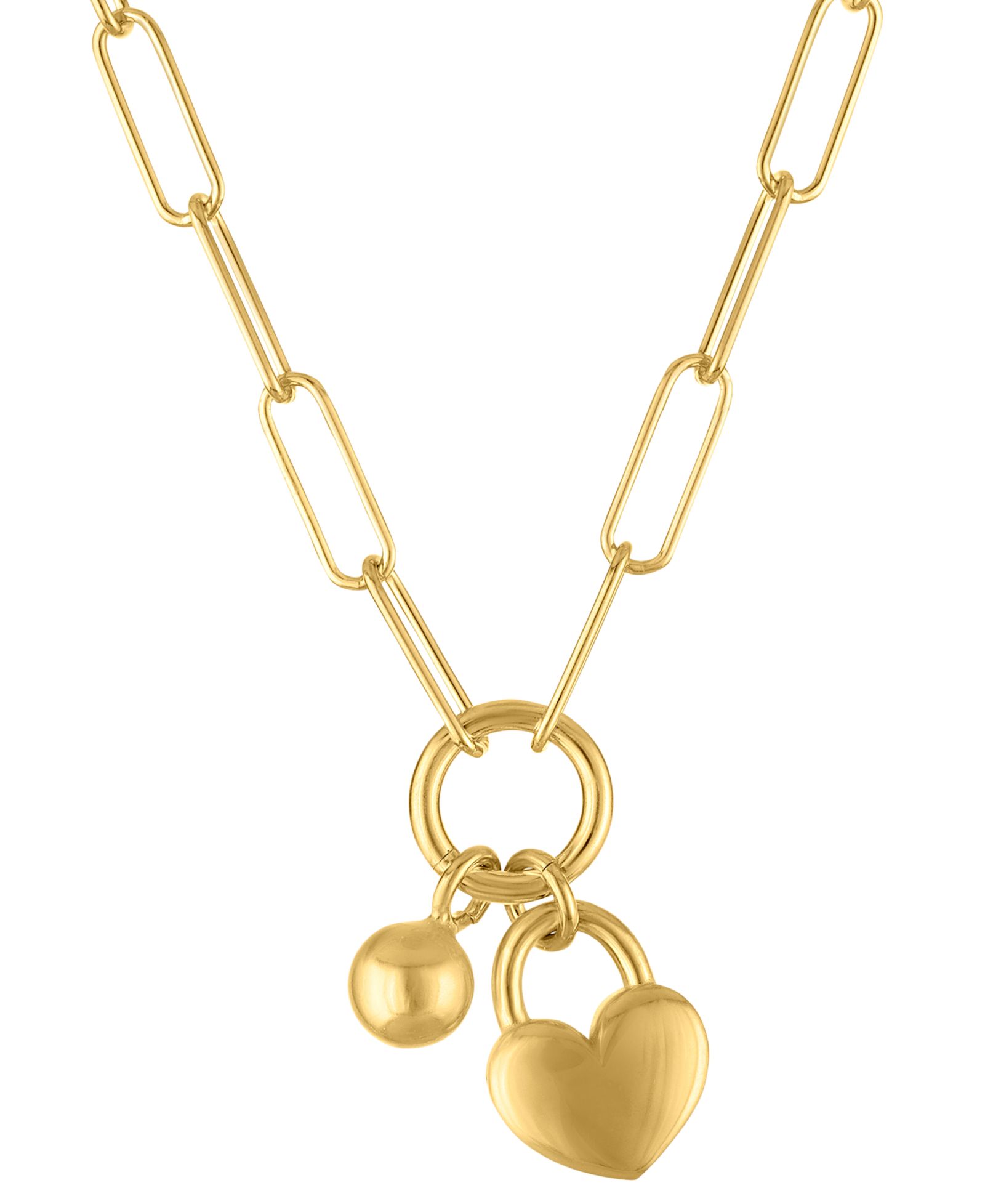 Подвеска Macy's Heart & Ball из золота 14k на стерлинговом серебре