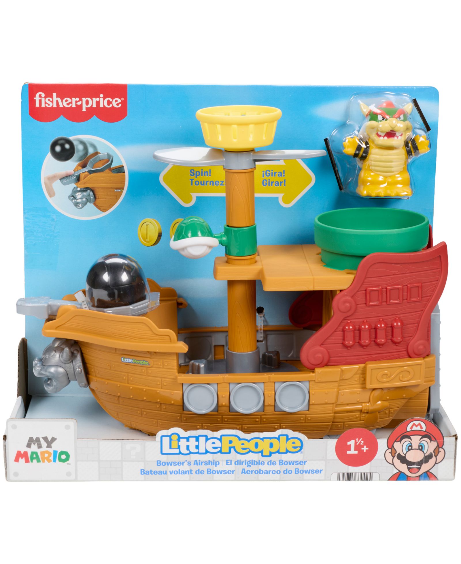 Little People My Mario Super Mario Push-Along 3-Piece Playset, Ages 1.5+