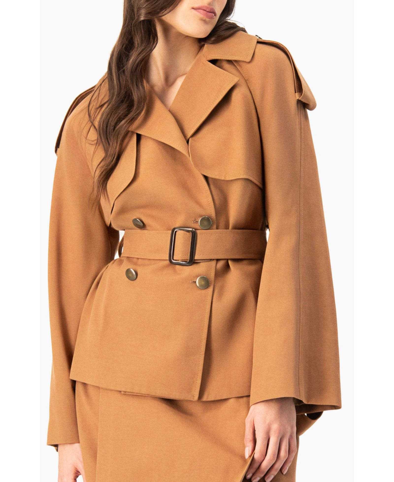 Ivonne Women's Short Double-Breasted Trench Coat