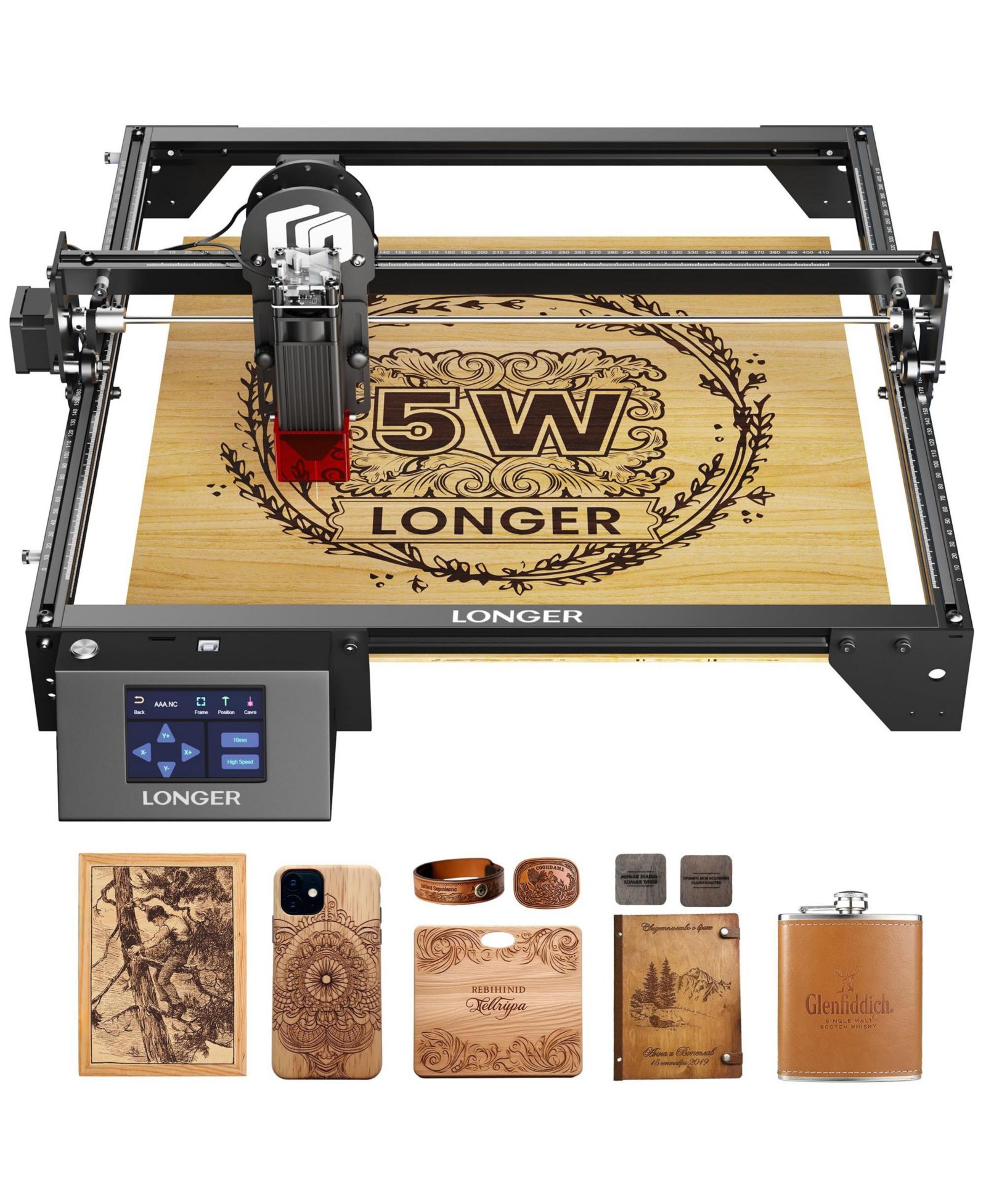 ZACHVO 5W Laser Engraver CNC Machine with 15.7inx15.7in Work Area, 0.01mm Precision, 3.5in Touchscreen