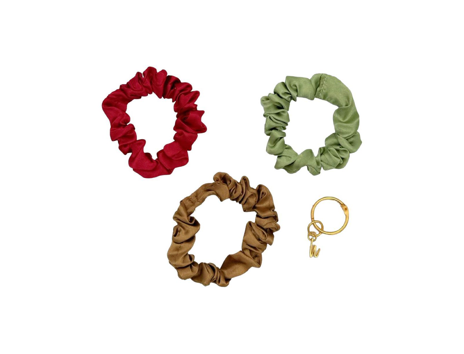 Headbands of Hope Women's Satin Scrunchie Set - Olive, Burgundy, Gold