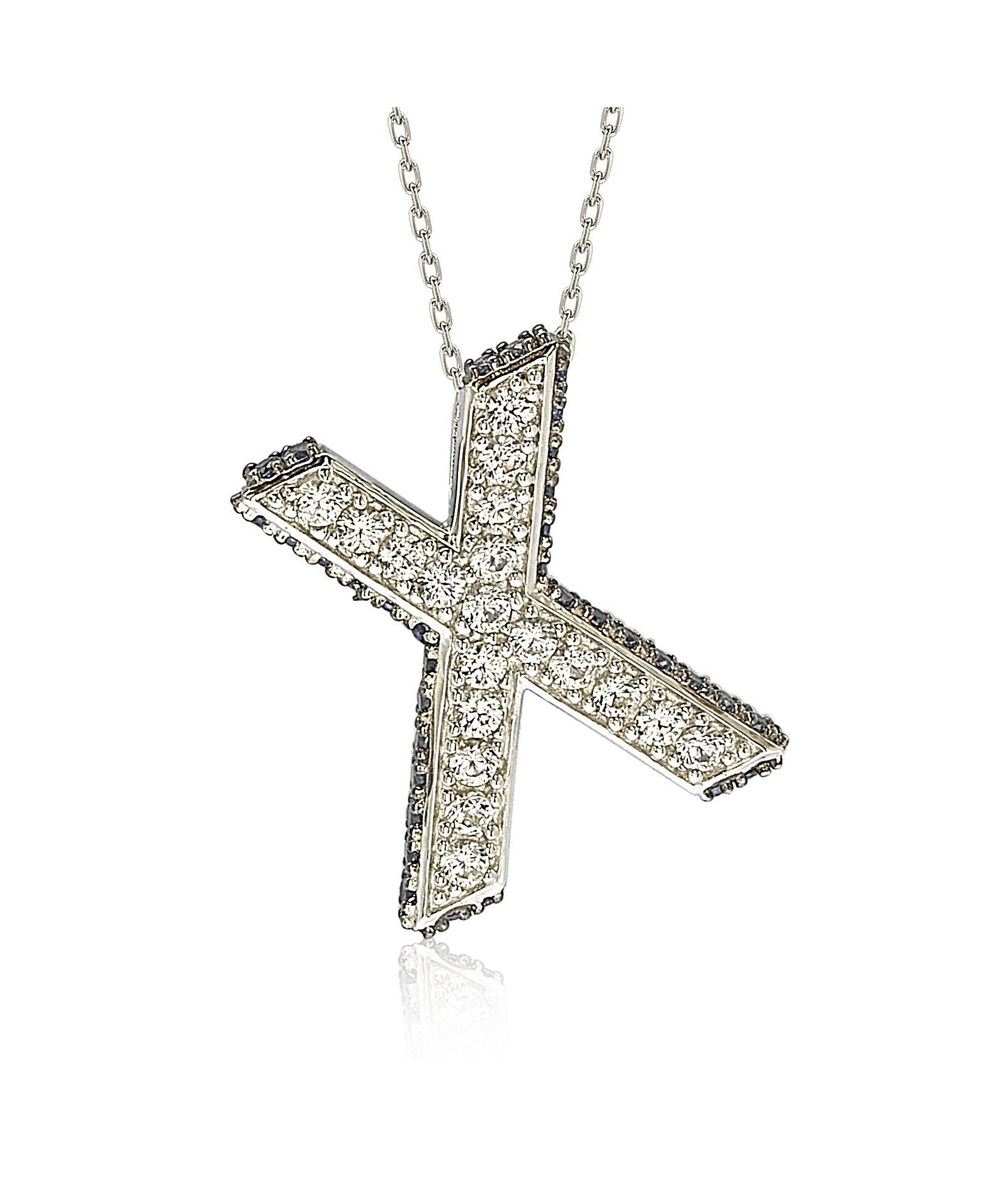 Подвеска Suzy Levian Sterling Silver Sapphire 3-D Letter "W" Initial