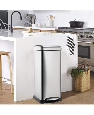 Мусорное ведро Gaomon 8 Gallon Step Square Fingerprint-Proof Garage Can