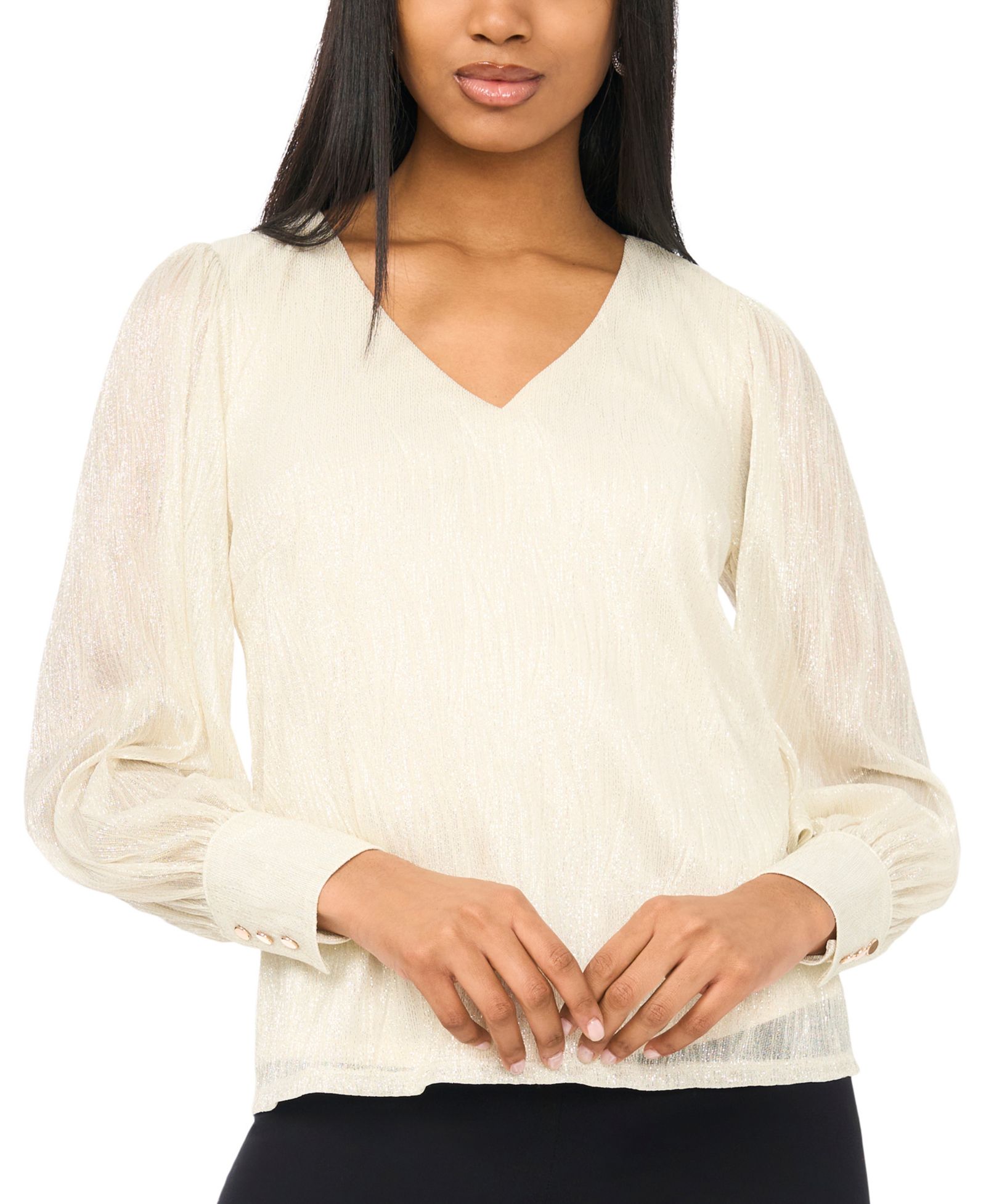 MSK Women's V-Neck Knit Blouse