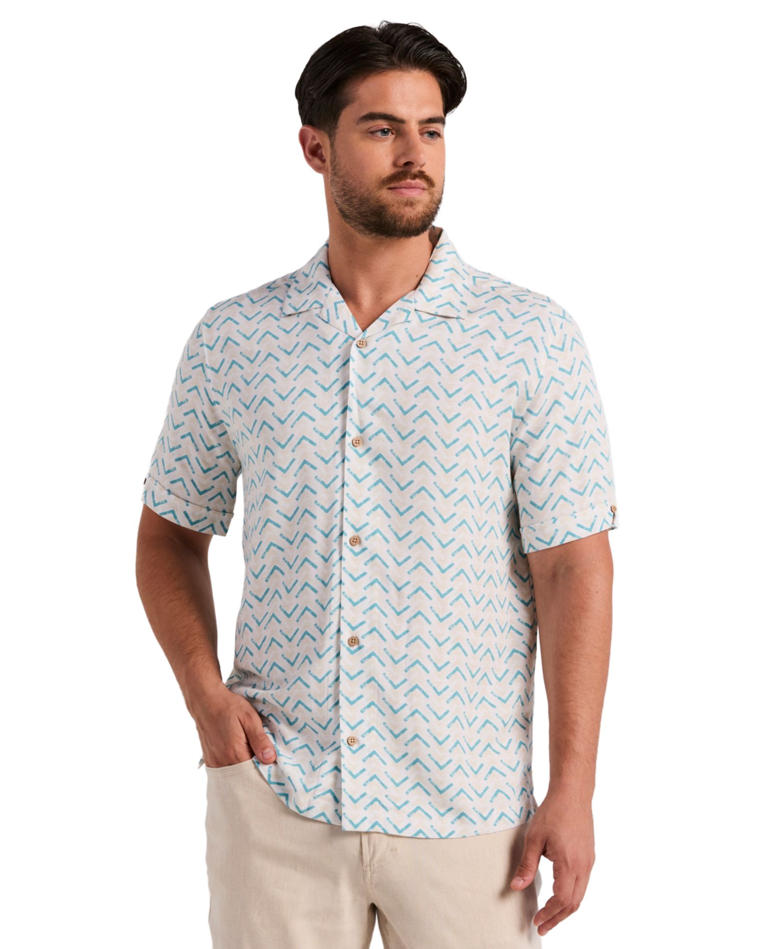 Cubavera Men's Textured Geometric Print Shirt