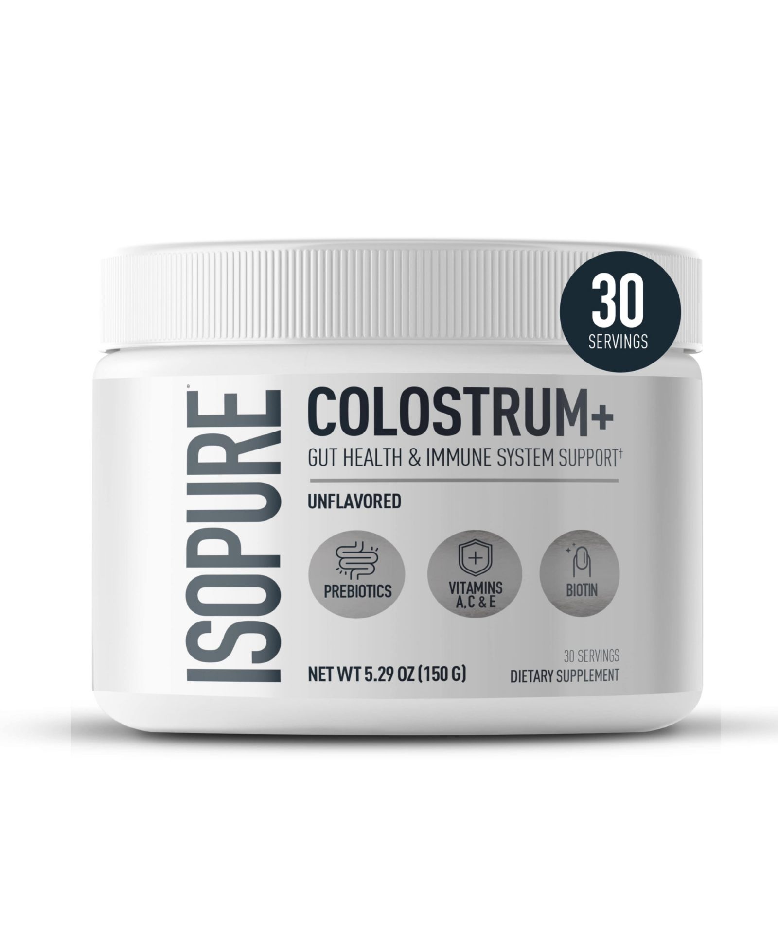 Isopure Colostrum поддержка здоровья кишечника и иммунной системы, без вкуса, 30 порций