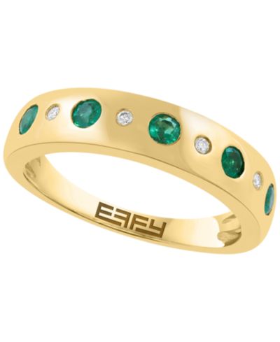 Кольцо EFFY Collection Emerald (1/3 ct. t.w.) & Diamond (0.03 ct. t.w.) в 14k Yellow Gold