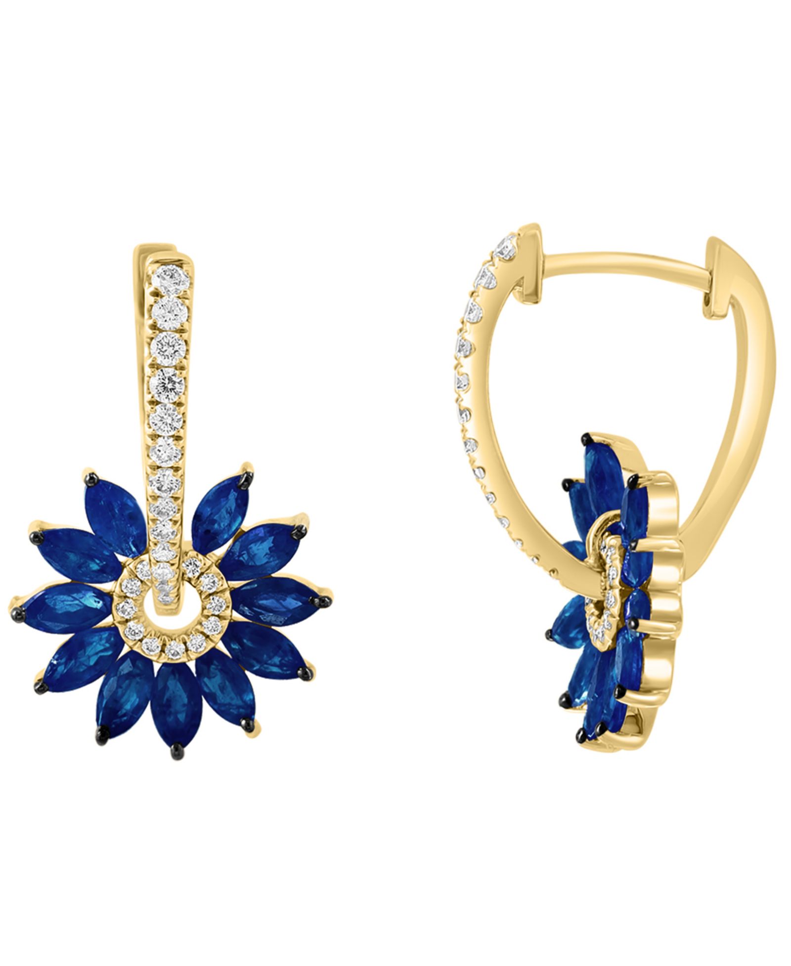EFFY Collection серьги с сапфиром (1/2 ct. t.w.) и бриллиантом (1/4 ct. t.w.) в 14k желтом золоте