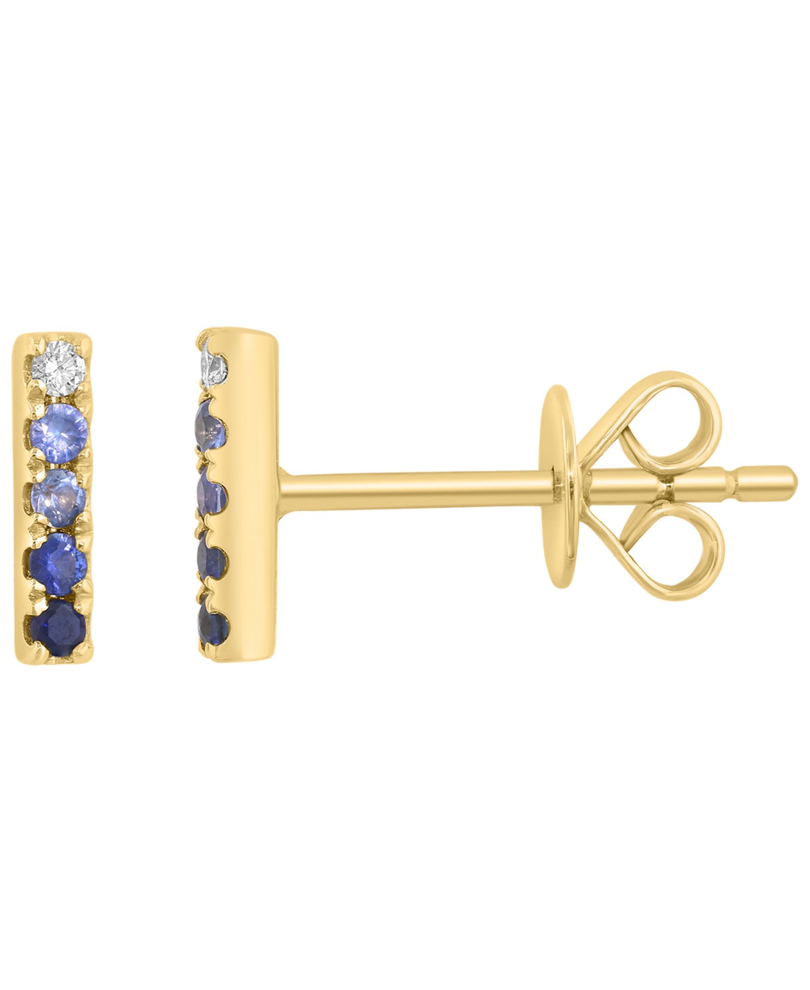 EFFY Collection Серьги с сапфиром и бриллиантом в желтом золоте 14k