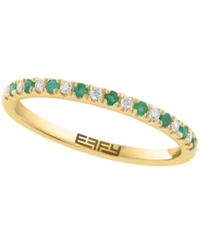 EFFY Collection Emerald (1/10 ct. t.w.) & Diamond (1/10 ct. t.w.) Ring in 14k Yellow Gold