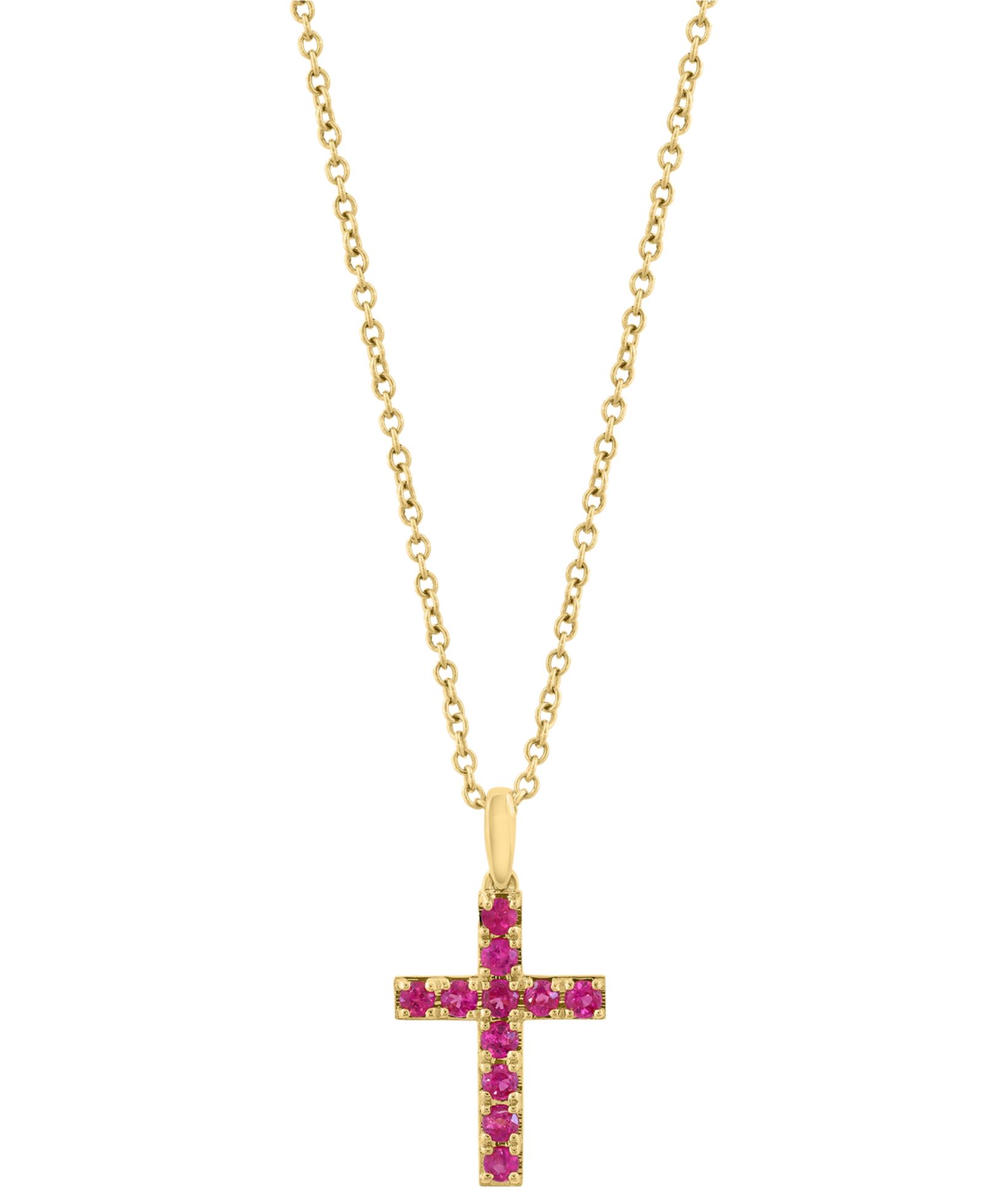 Подвеска EFFY Collection Ruby (1/2 ct. t.w.) в форме креста из 14k желтого золота
