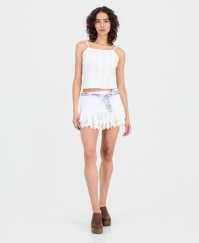 Мини-юбка Madden Girl Juniors' Scarf-Belt Eyelet-Hem