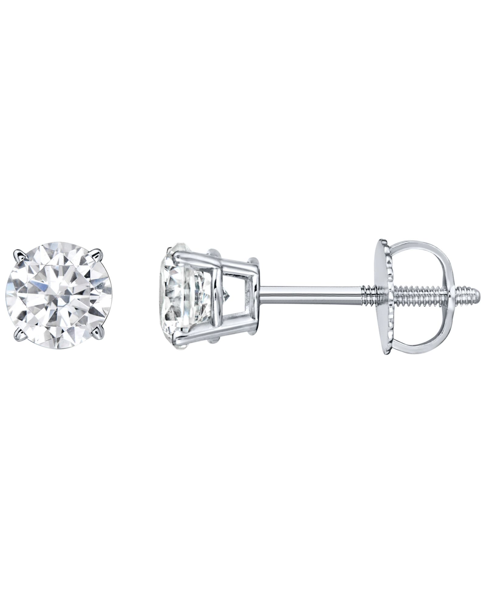 Серьги-гвоздики с бриллиантом (1 ct. t.w.) в 14k White Gold