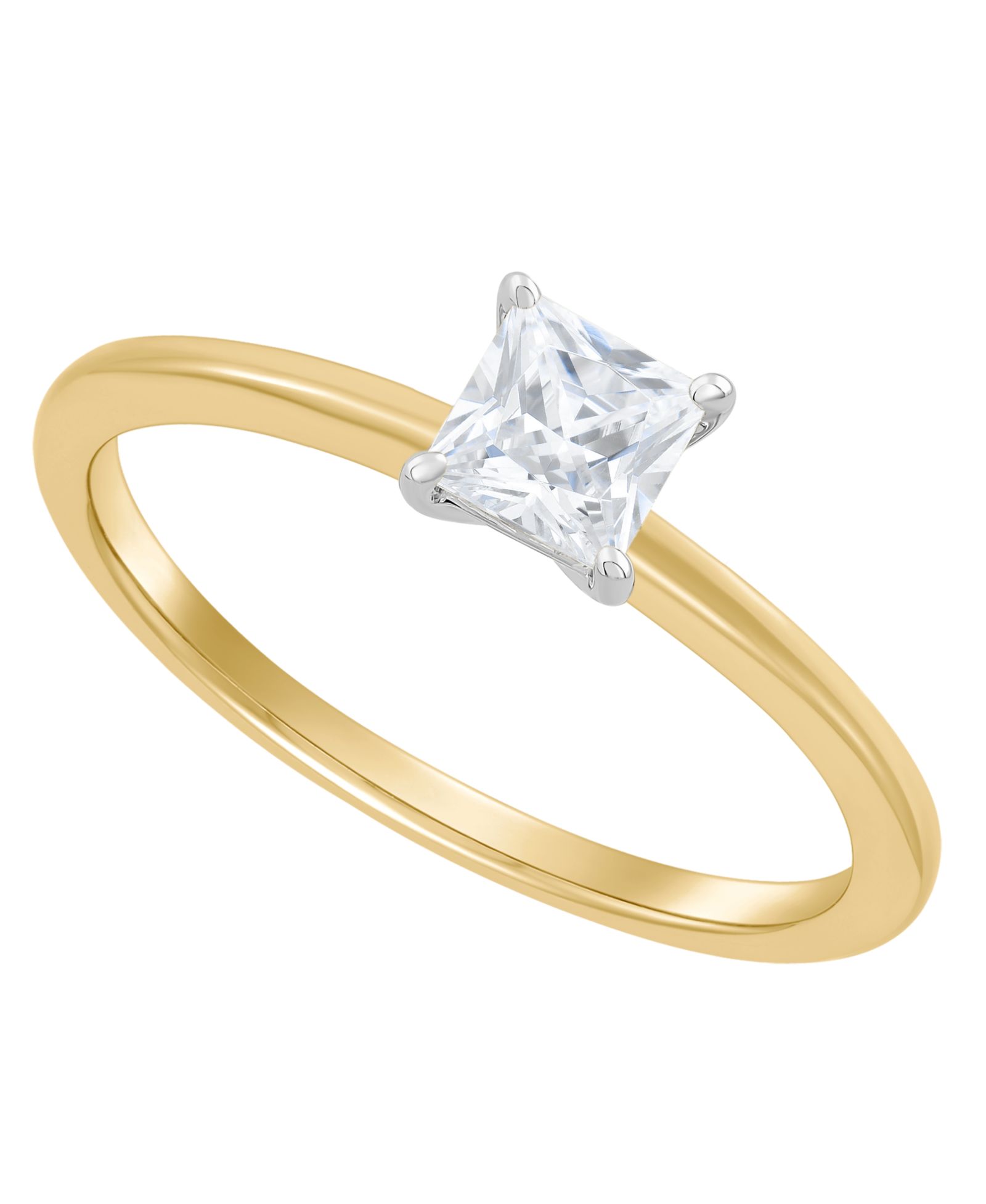Помол IGI, помошное выращенное бриллиантовое кольцо-солитер (1/2 ct. t.w.) в 14k белом золоте или 14k двухцветном золоте