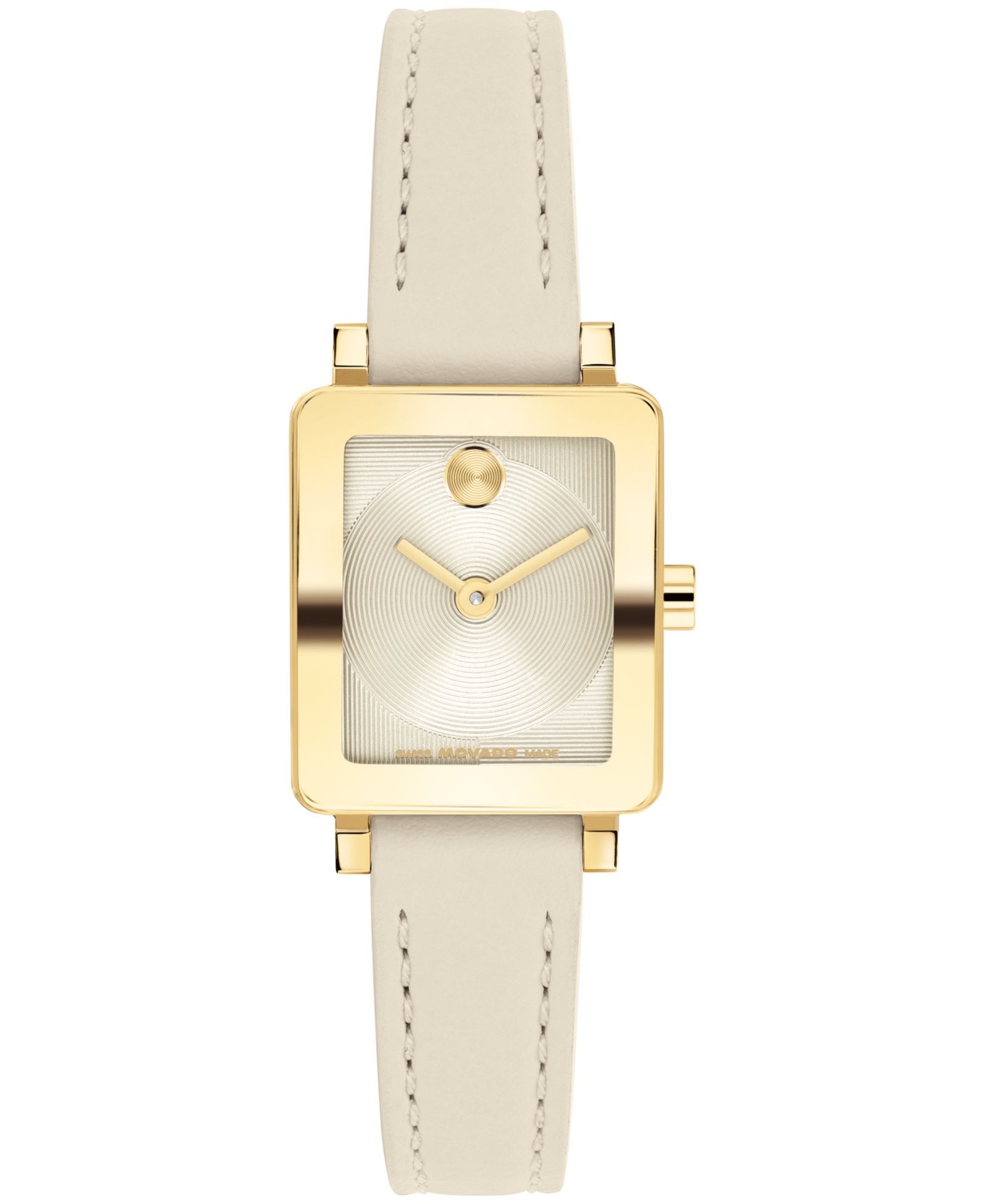 Женские часы Movado Bold Evolution 2.0 Mini Tank Swiss Quartz Chalk Leather 20x23mm