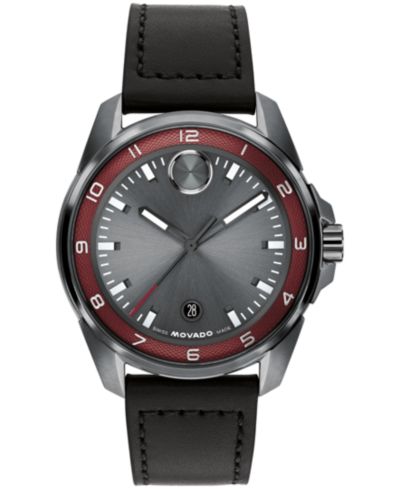 Movado Мужские часы Verso S Swiss Quartz, черная кожа, 42mm